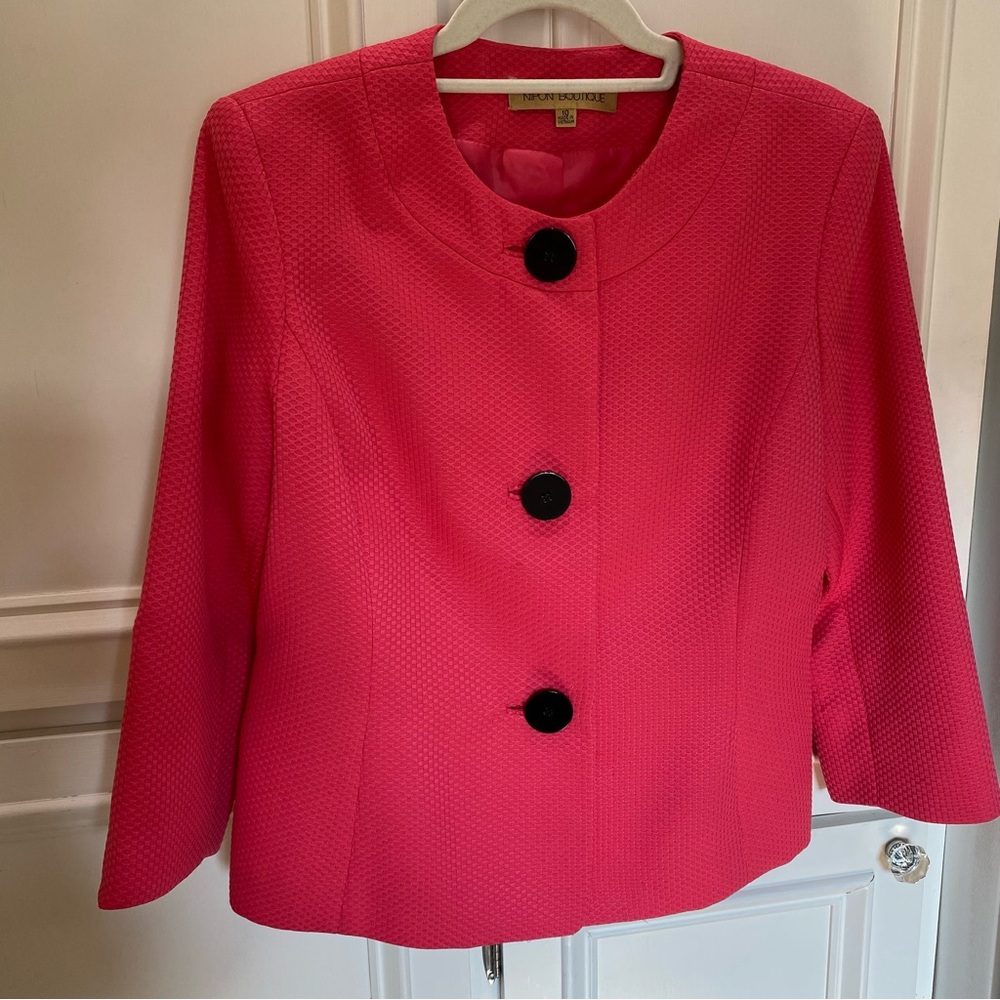 Nippon Boutique Womens Size 10 Hot Pink Jacket 3/4 Sleeves